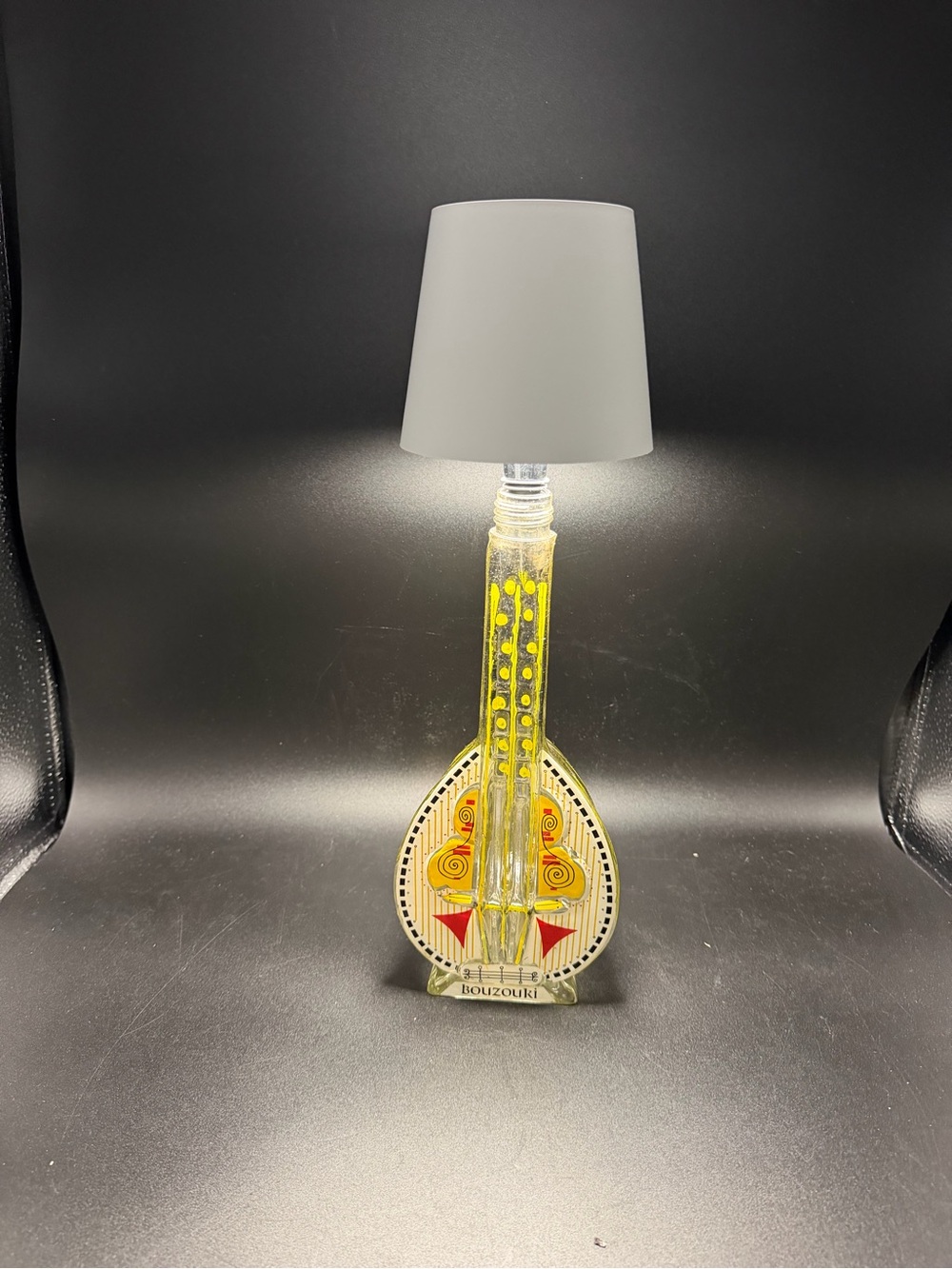 Repurposed Greek vintage bottle with usb rechargeable lamp light